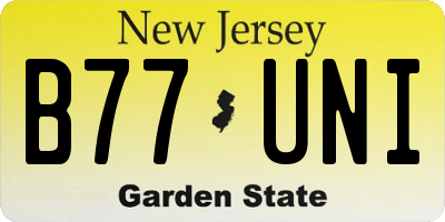 NJ license plate B77UNI