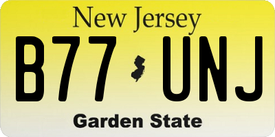 NJ license plate B77UNJ