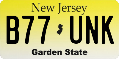 NJ license plate B77UNK