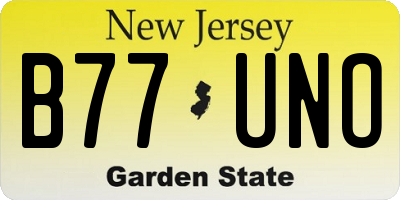 NJ license plate B77UNO
