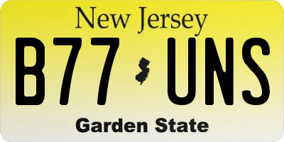 NJ license plate B77UNS