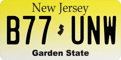 NJ license plate B77UNW