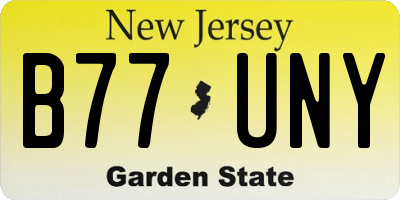 NJ license plate B77UNY
