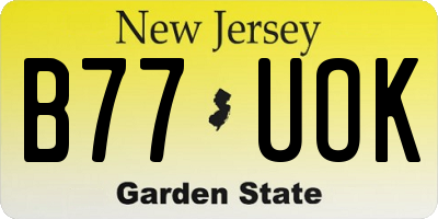 NJ license plate B77UOK