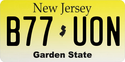 NJ license plate B77UON