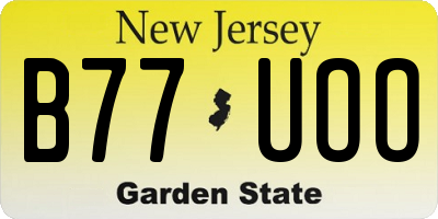 NJ license plate B77UOO