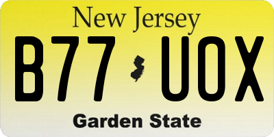 NJ license plate B77UOX