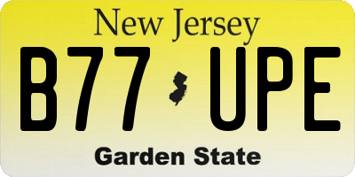 NJ license plate B77UPE