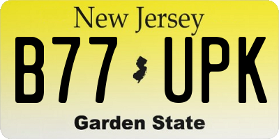NJ license plate B77UPK