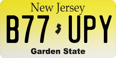NJ license plate B77UPY