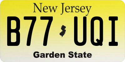 NJ license plate B77UQI
