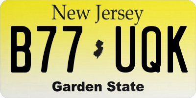 NJ license plate B77UQK