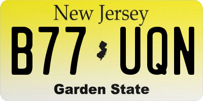 NJ license plate B77UQN