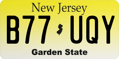 NJ license plate B77UQY