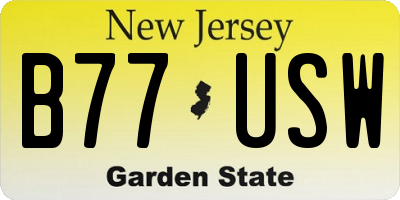 NJ license plate B77USW
