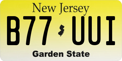 NJ license plate B77UUI