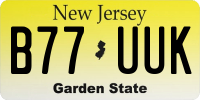 NJ license plate B77UUK