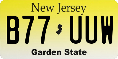 NJ license plate B77UUW