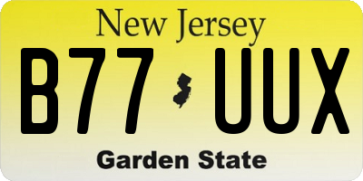 NJ license plate B77UUX