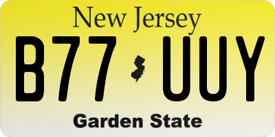 NJ license plate B77UUY