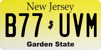 NJ license plate B77UVM