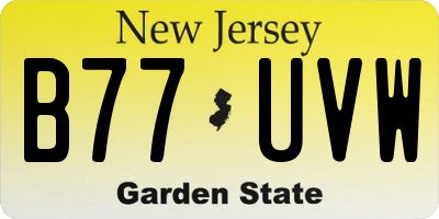 NJ license plate B77UVW