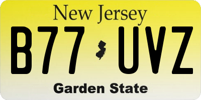 NJ license plate B77UVZ