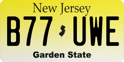 NJ license plate B77UWE