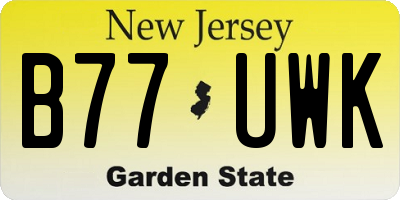 NJ license plate B77UWK