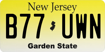 NJ license plate B77UWN