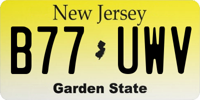 NJ license plate B77UWV