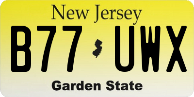 NJ license plate B77UWX