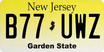 NJ license plate B77UWZ