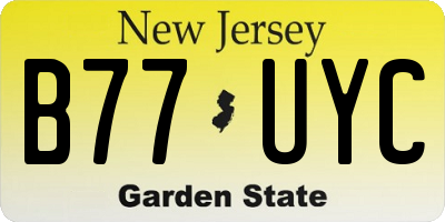 NJ license plate B77UYC