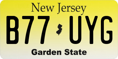 NJ license plate B77UYG