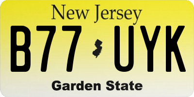 NJ license plate B77UYK