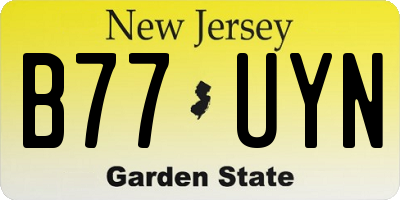 NJ license plate B77UYN