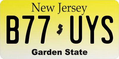 NJ license plate B77UYS