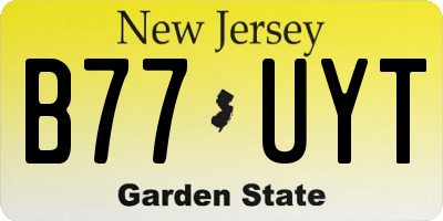 NJ license plate B77UYT