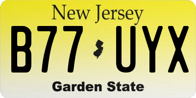 NJ license plate B77UYX