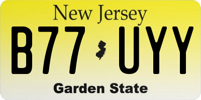 NJ license plate B77UYY