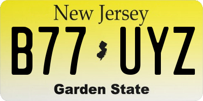NJ license plate B77UYZ