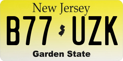NJ license plate B77UZK