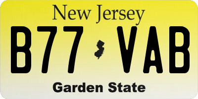 NJ license plate B77VAB