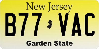 NJ license plate B77VAC
