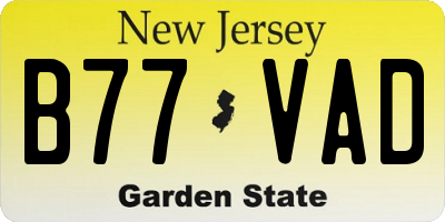 NJ license plate B77VAD