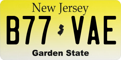 NJ license plate B77VAE