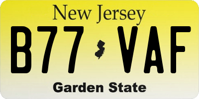 NJ license plate B77VAF