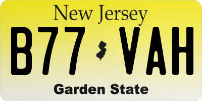 NJ license plate B77VAH