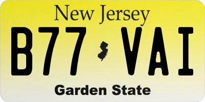 NJ license plate B77VAI